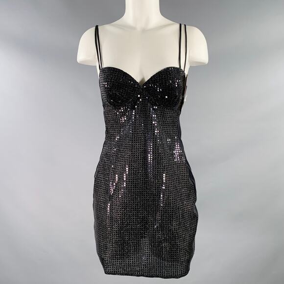 UNGARO Size M Black Nylon Blend Mixed Fabrics Spaghetti Straps Casual Top - Picture 1 of 9